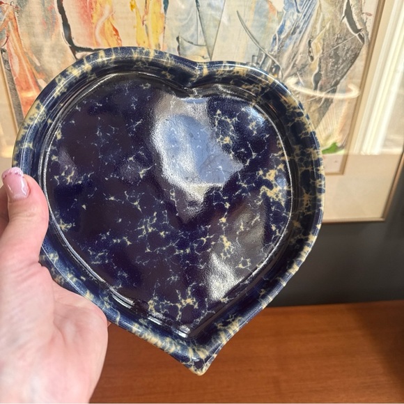 Vintage Bennington Potters bistro Heart plate pottery marked 1897 blue Marked - Picture 3 of 7